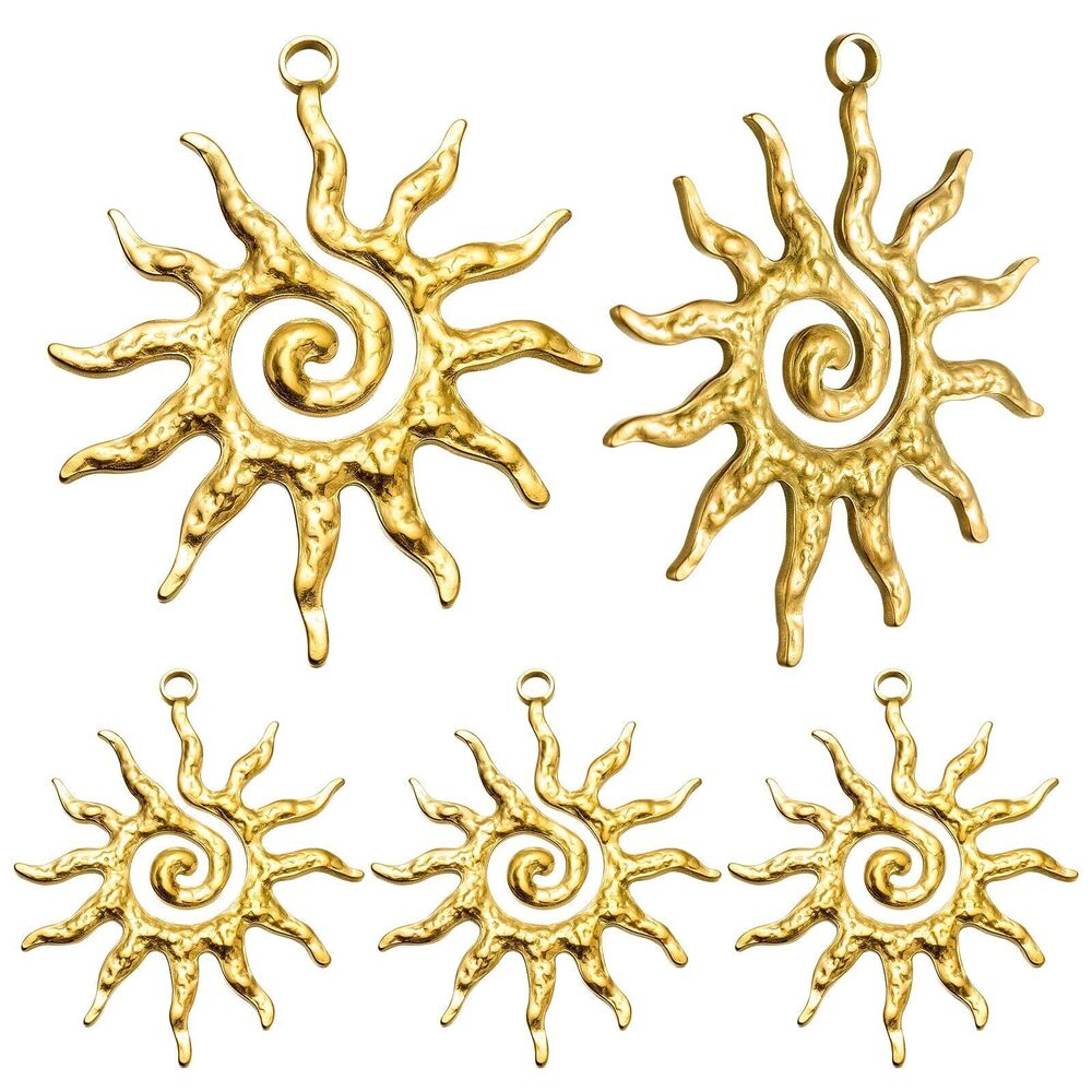 6667 5 Pcs Celestial Sun Charms for Jewelry Making Stainless Steel Pendants